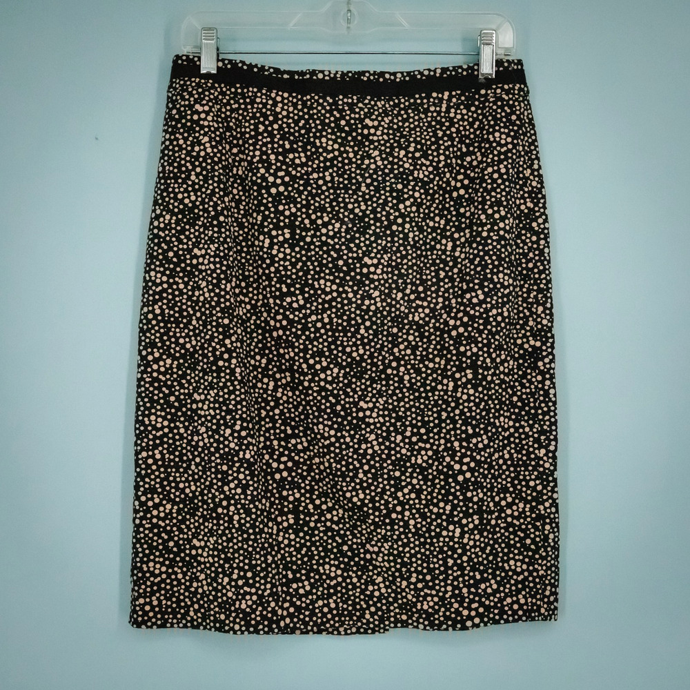 Boden Size 8 Black Dot Print Pencil Straight Style Career Business Cotton Skirt